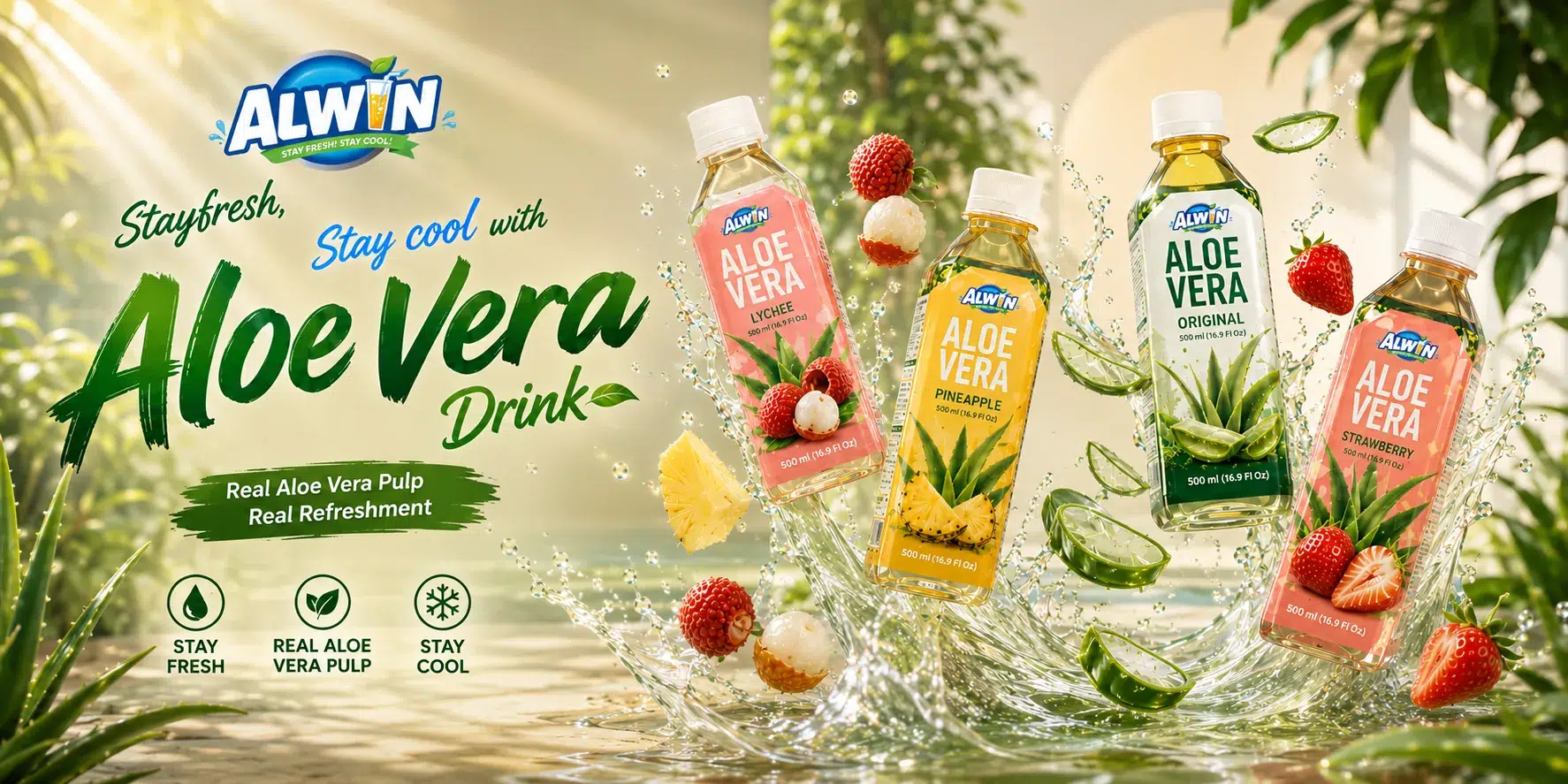 Aloe vera drink cans - ALWIN F&B private label manufacturer Vietnam